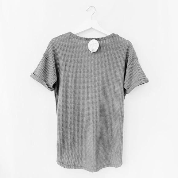Tie Waffle Knit Top Dark Grey - Picture 6 of 8